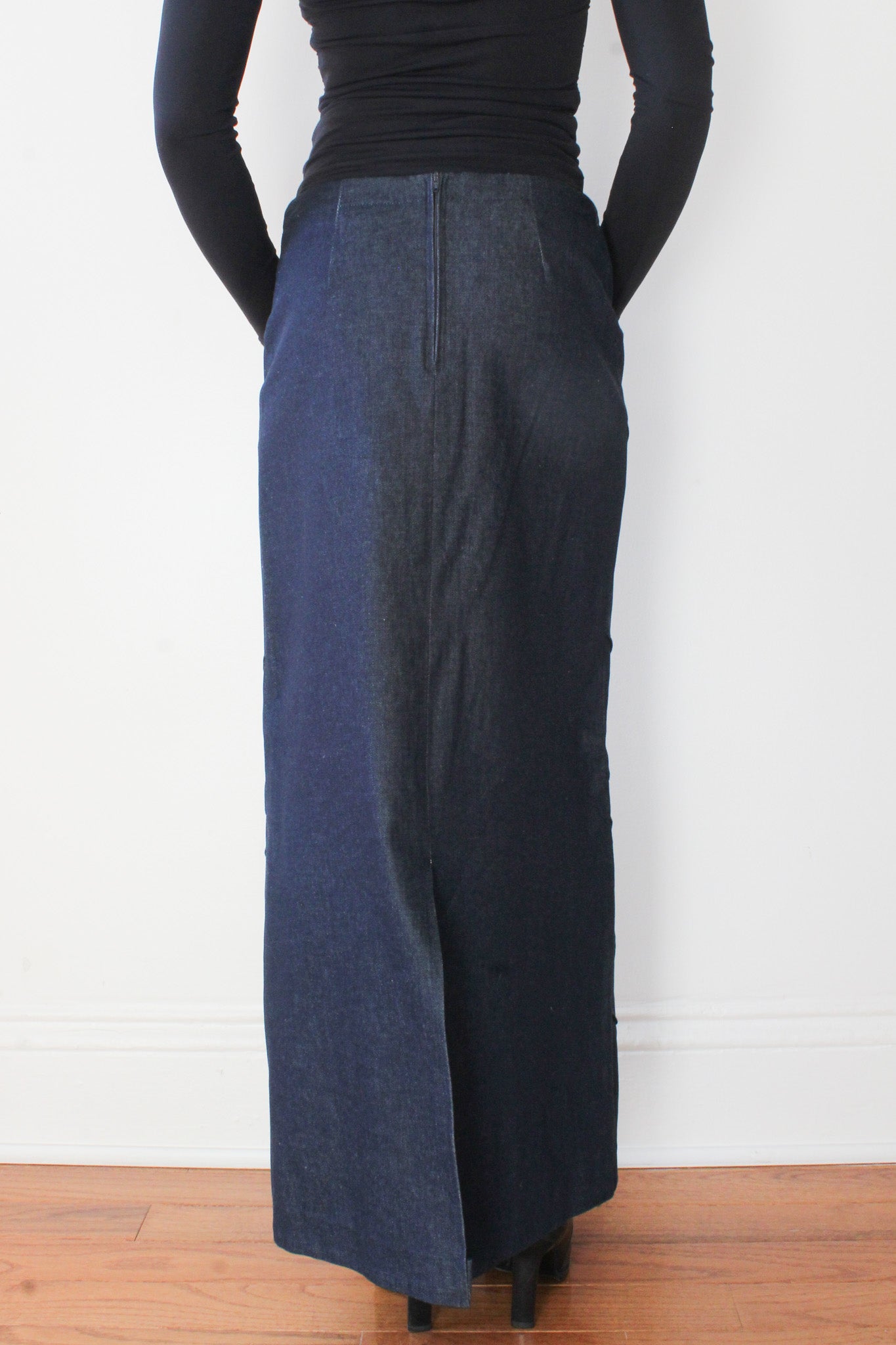 Denim maxi skirt