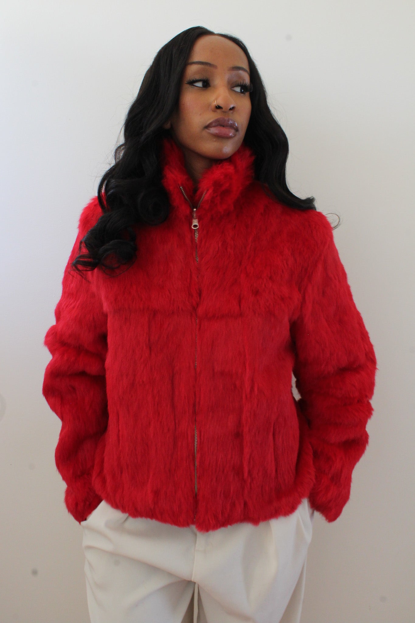 Red rabbit fur