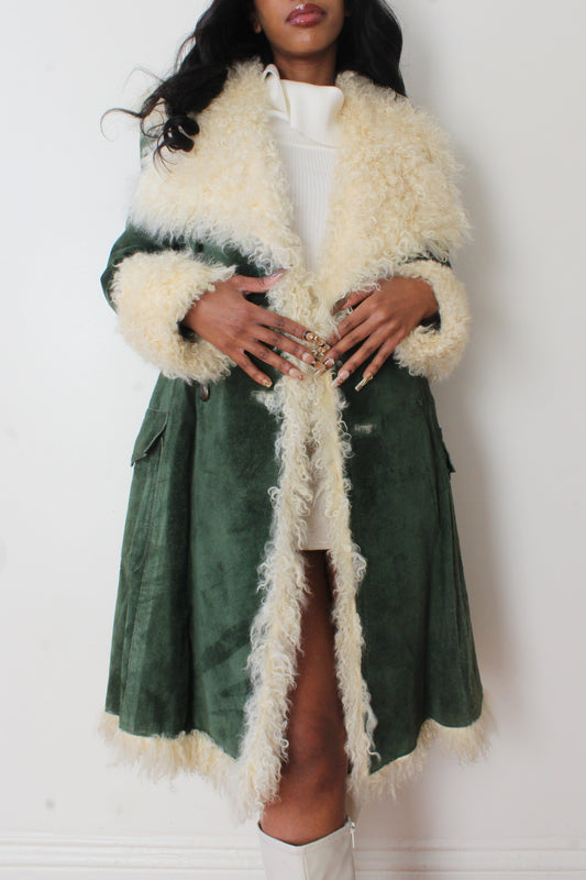 Suede lamb fur coat