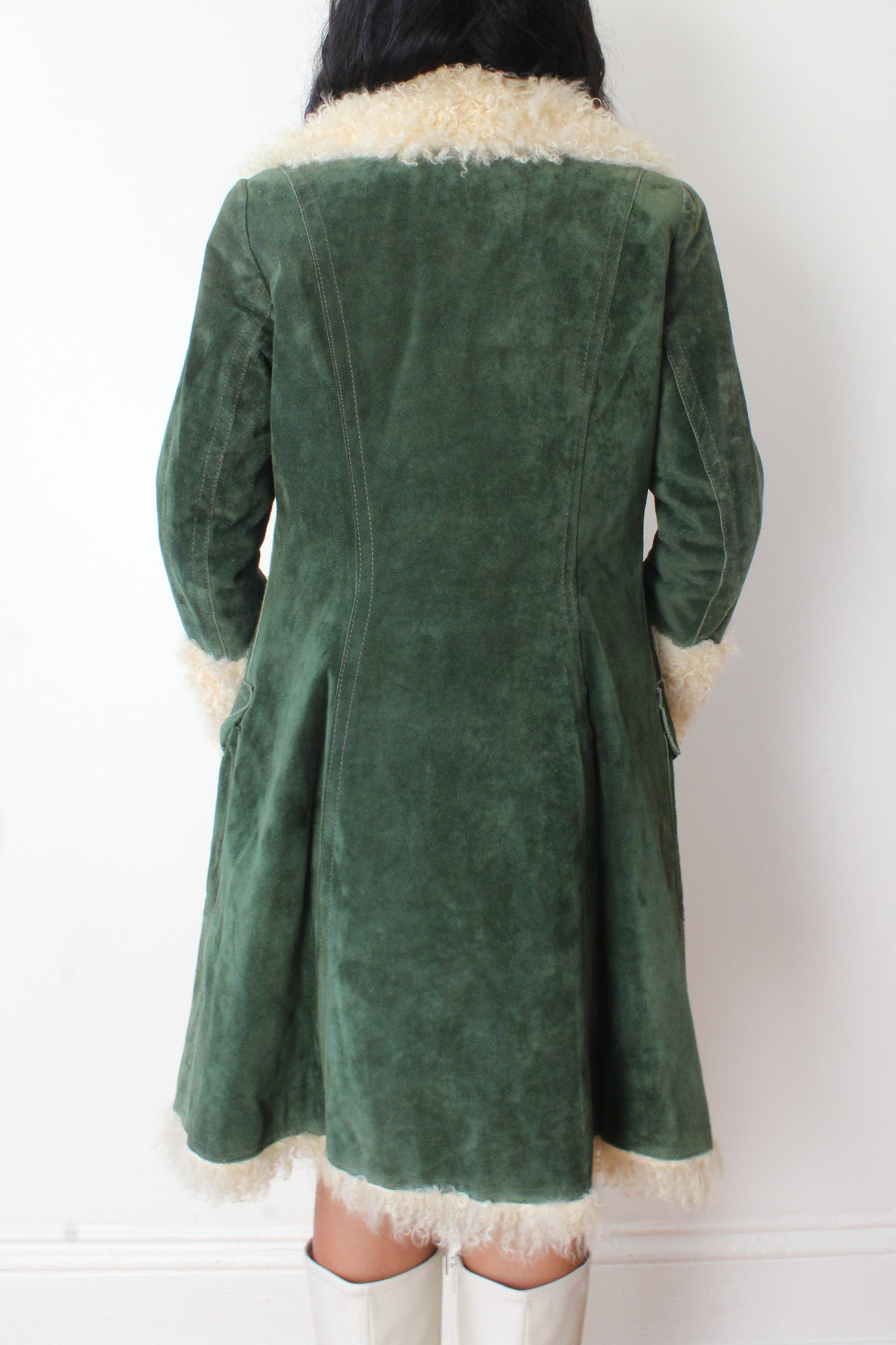 Suede lamb fur coat