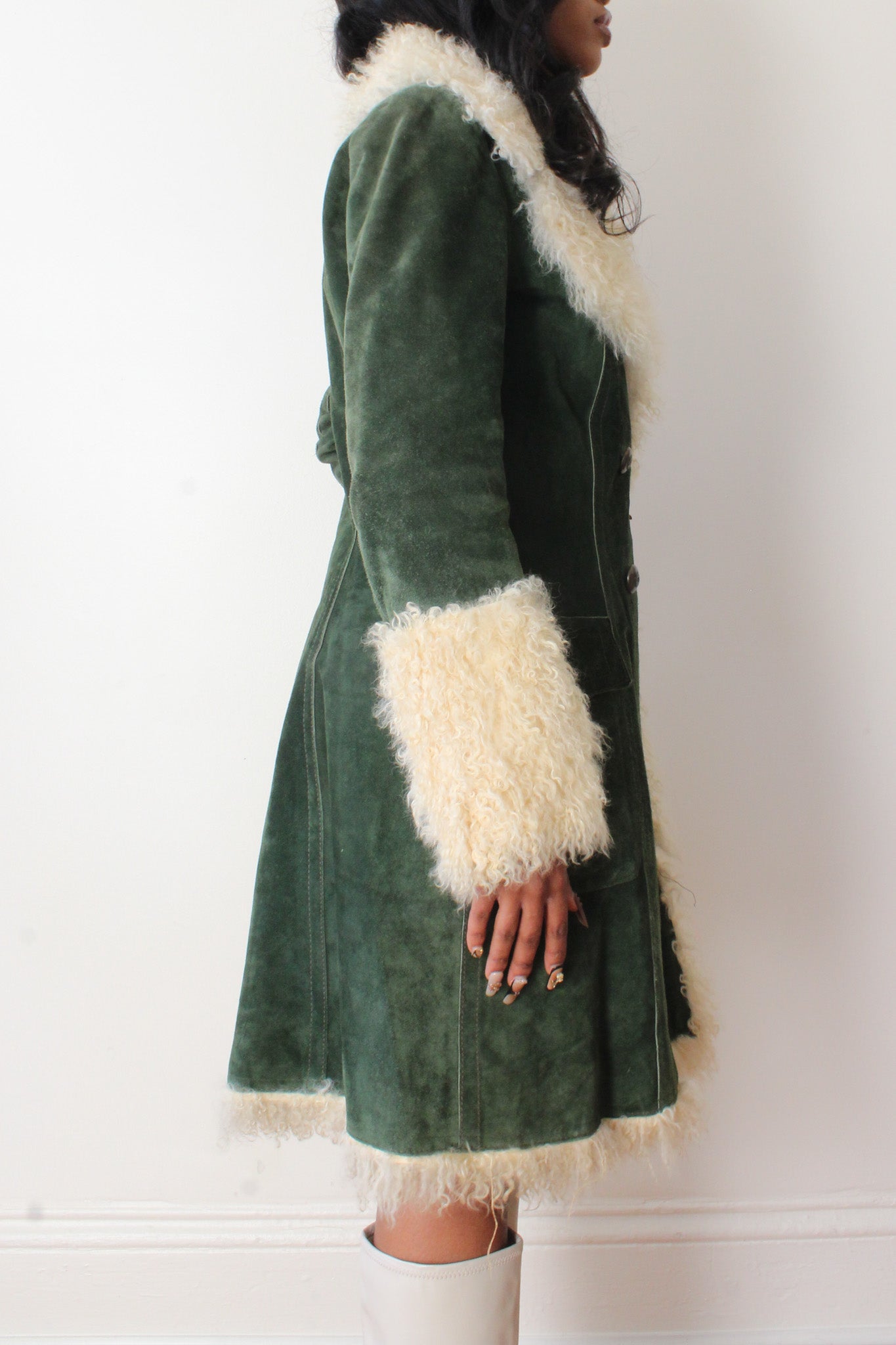 Suede lamb fur coat