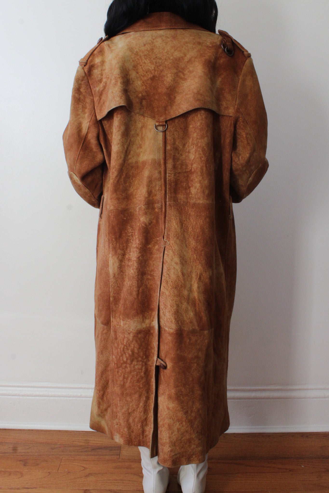 Suede trench coat