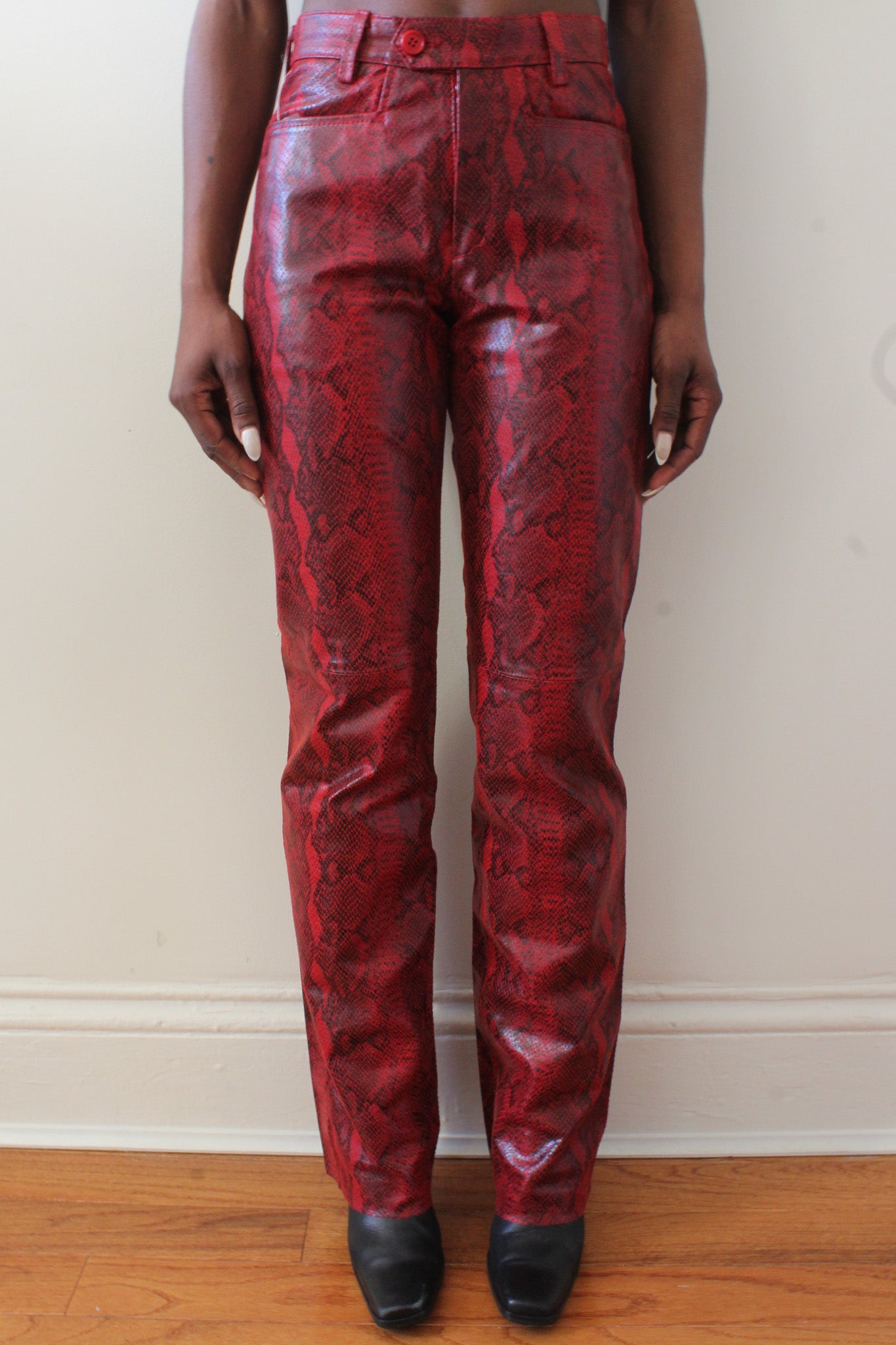 Snakeskin leather pants