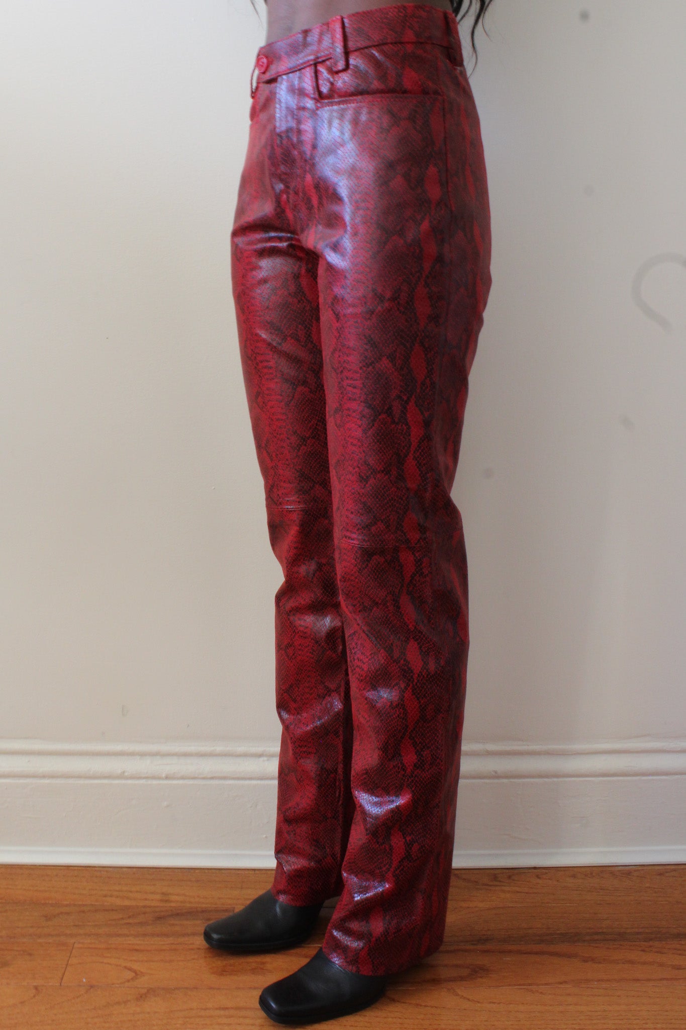 Snakeskin leather pants