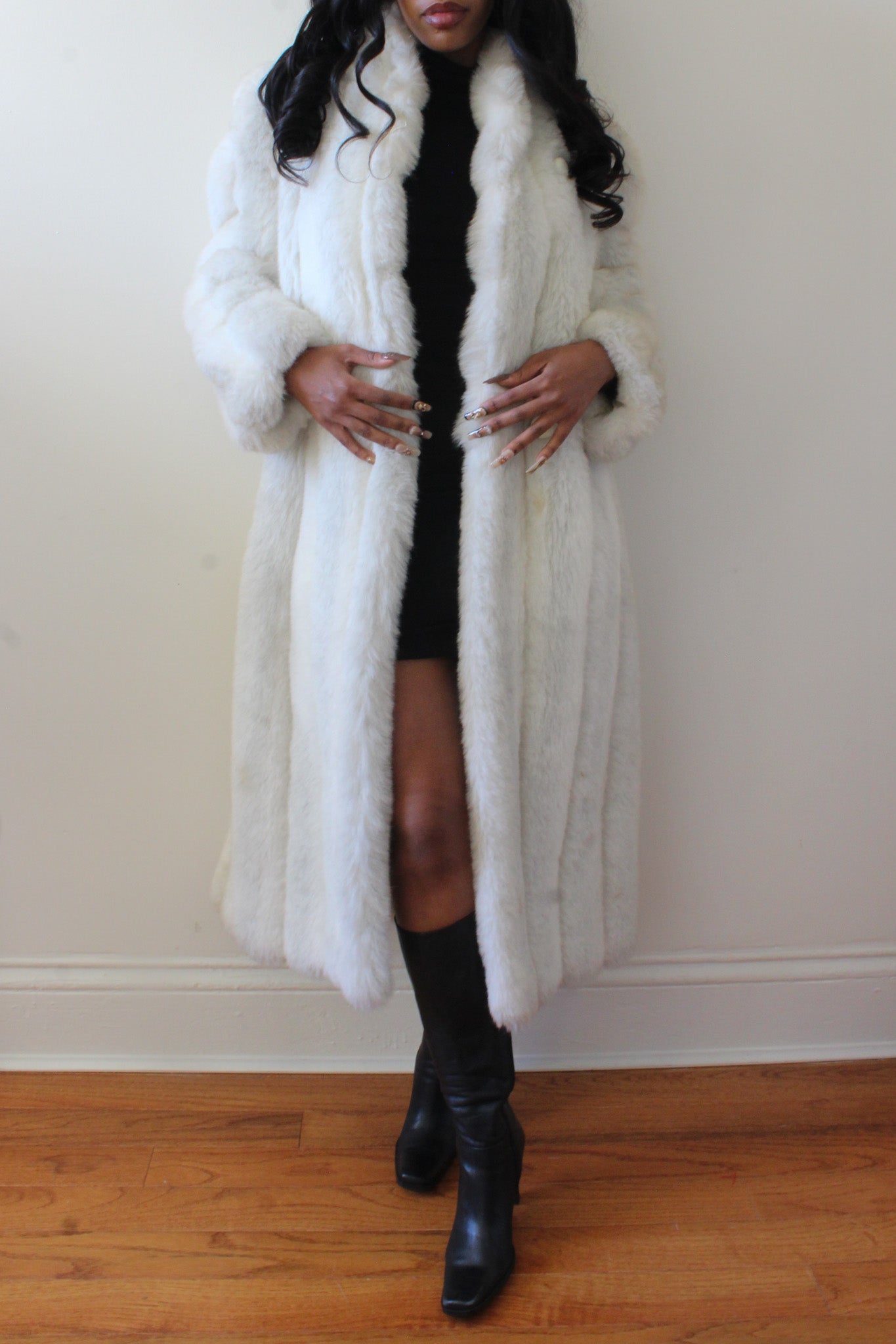 White fur coat