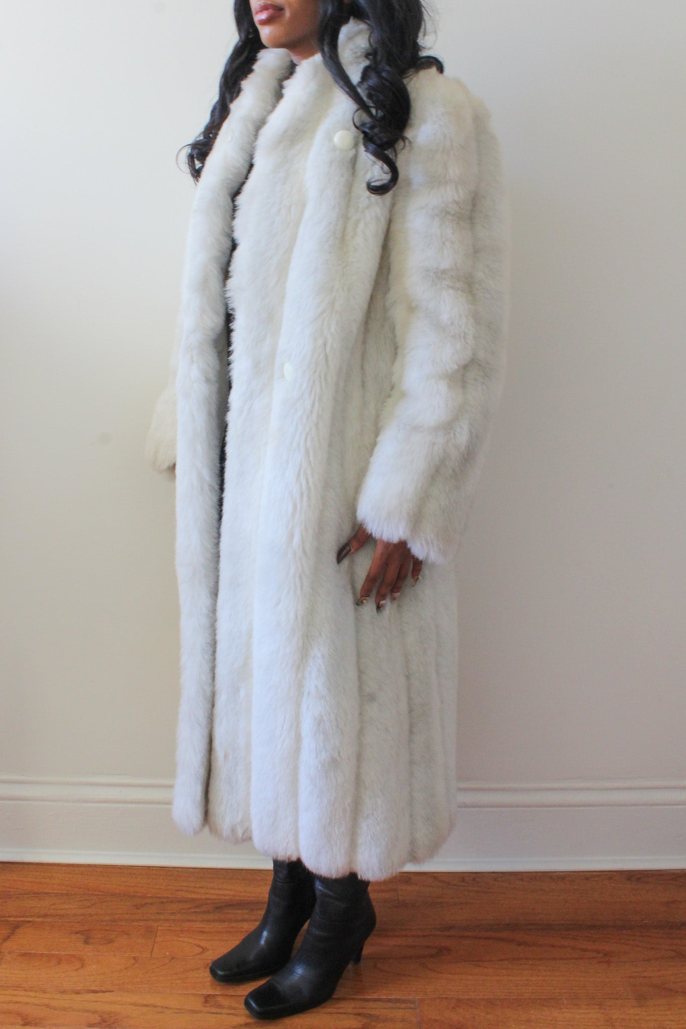 White fur coat