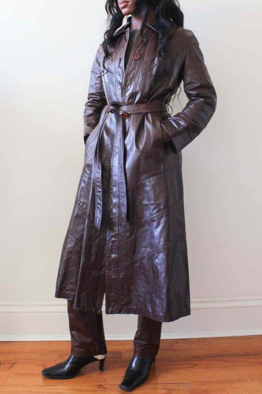 Leather trench coat