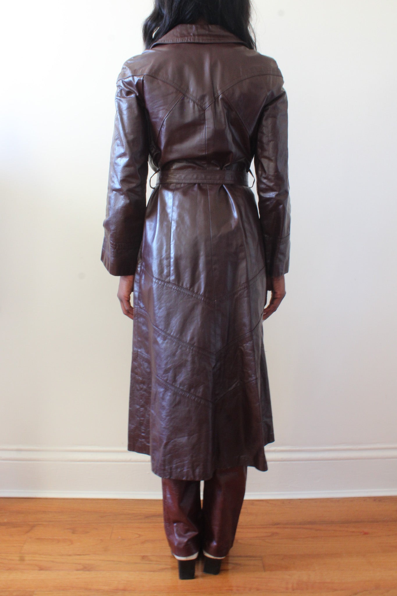 Leather trench coat