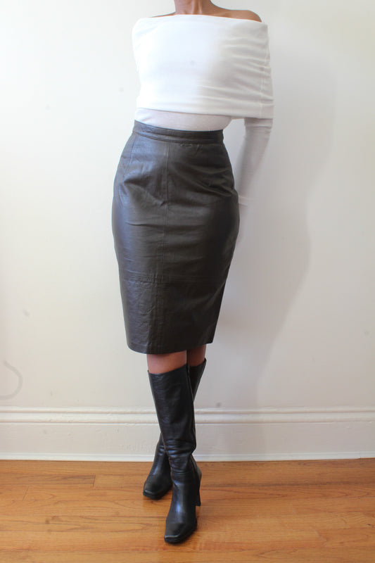 Leather pencil skirt