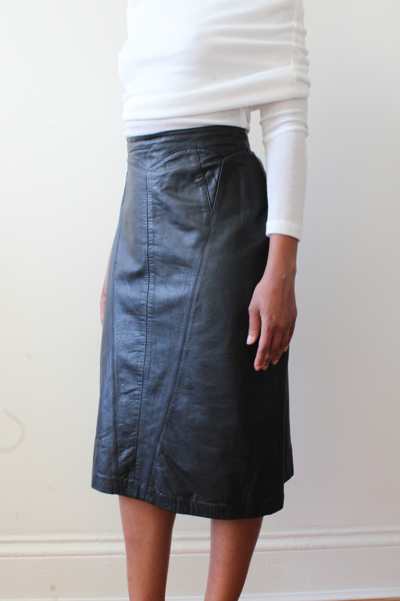 Black leather skirt