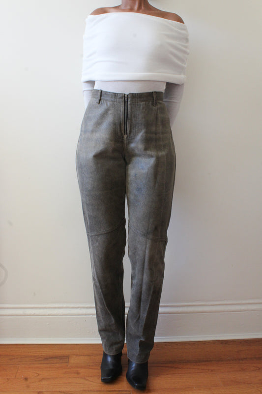 Ash grey leather pants