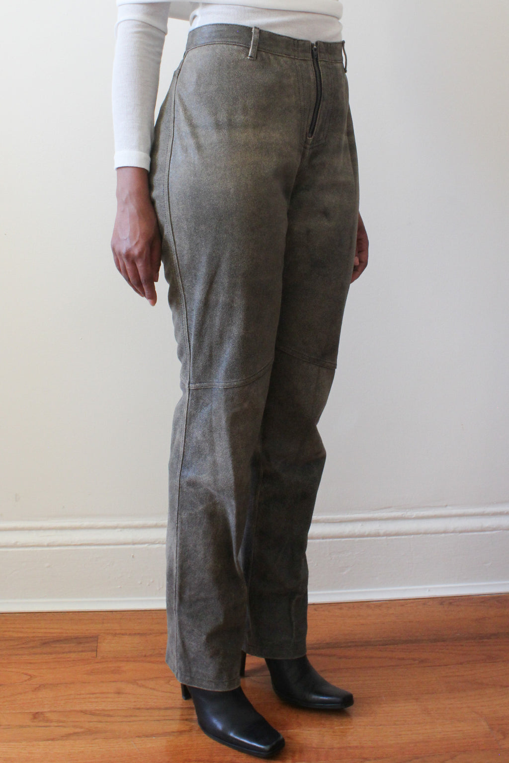 Ash grey leather pants