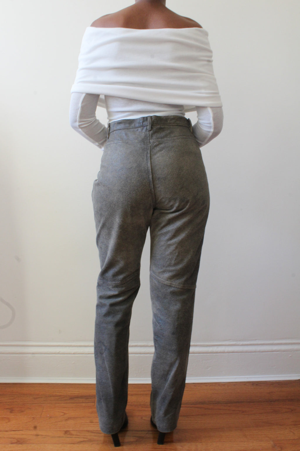 Ash grey leather pants