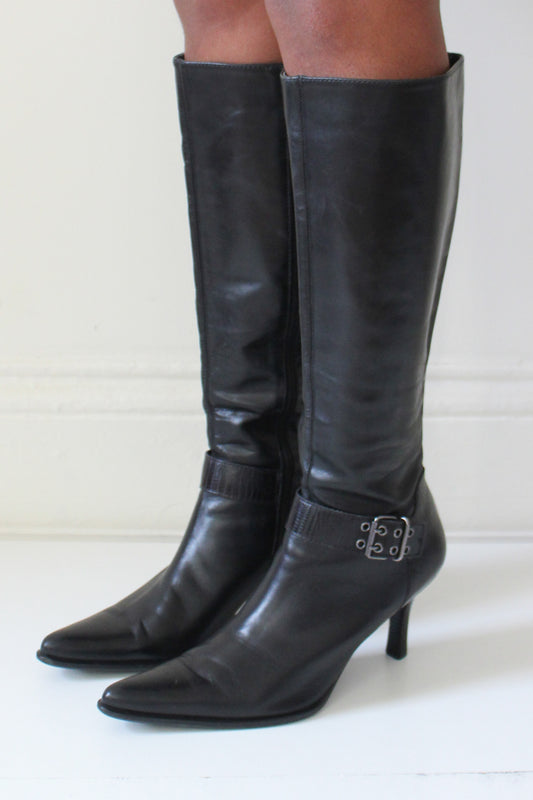 Black leather boots