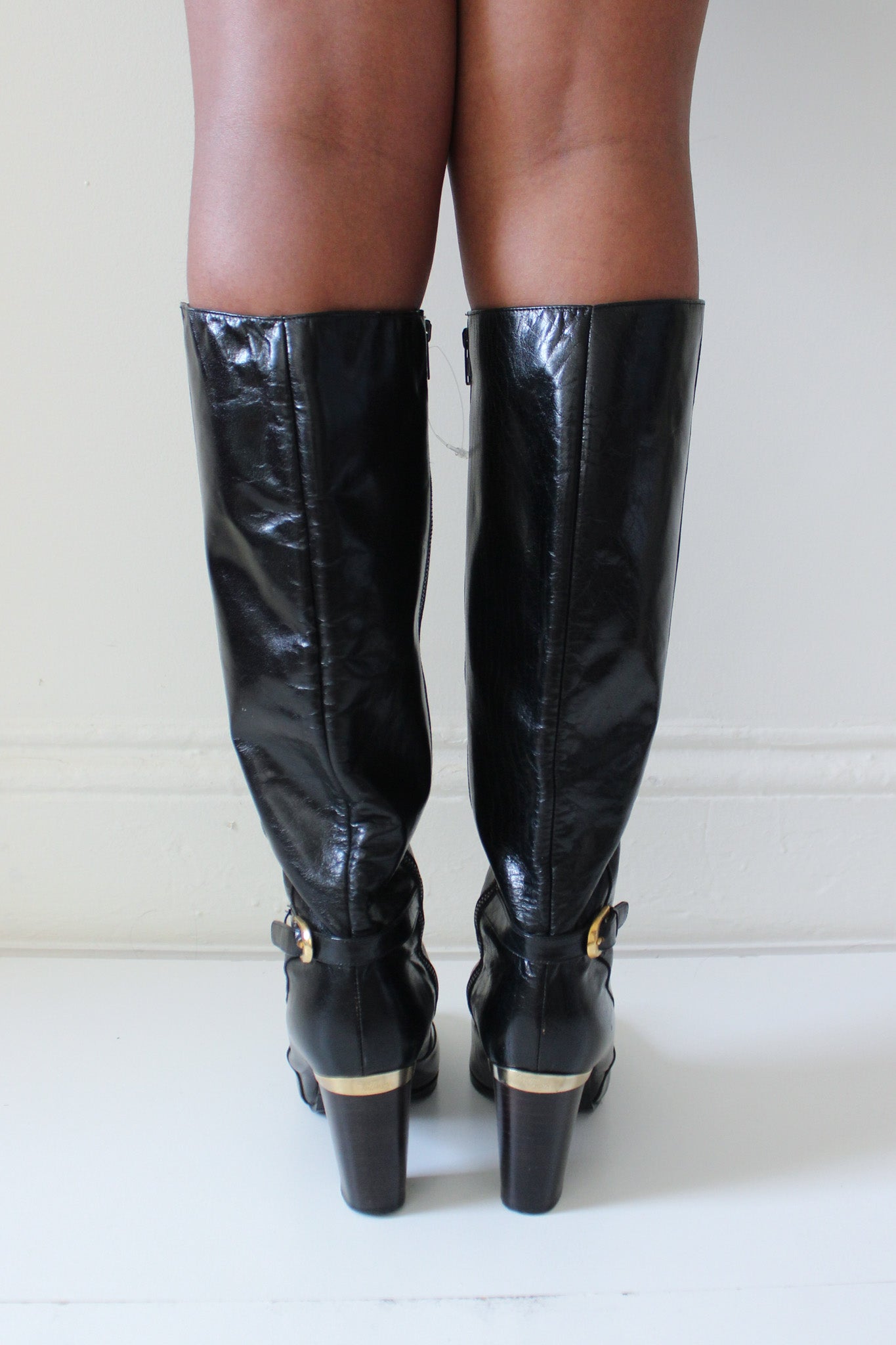 Black patent leather boots