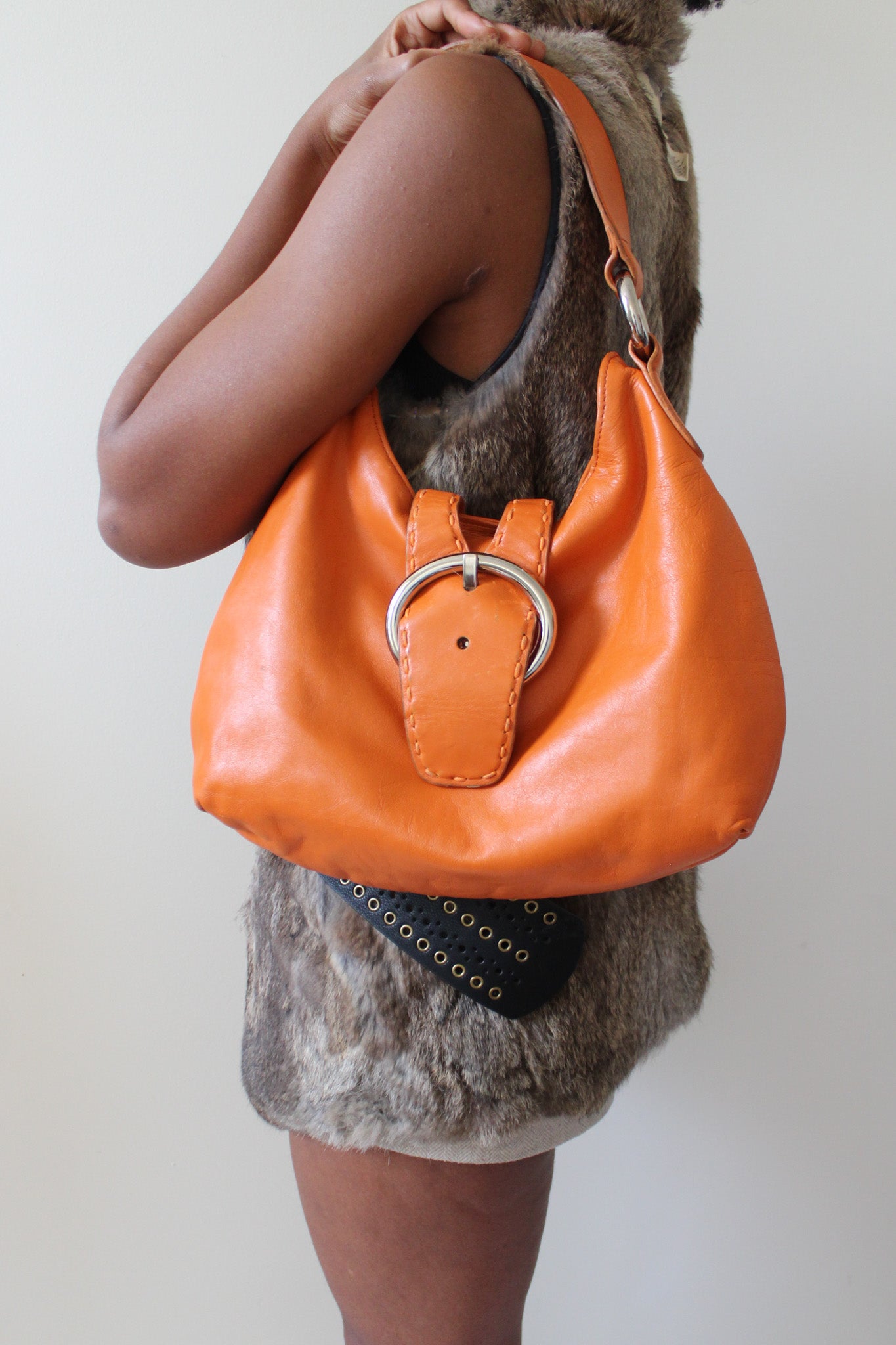 Orange leather purse