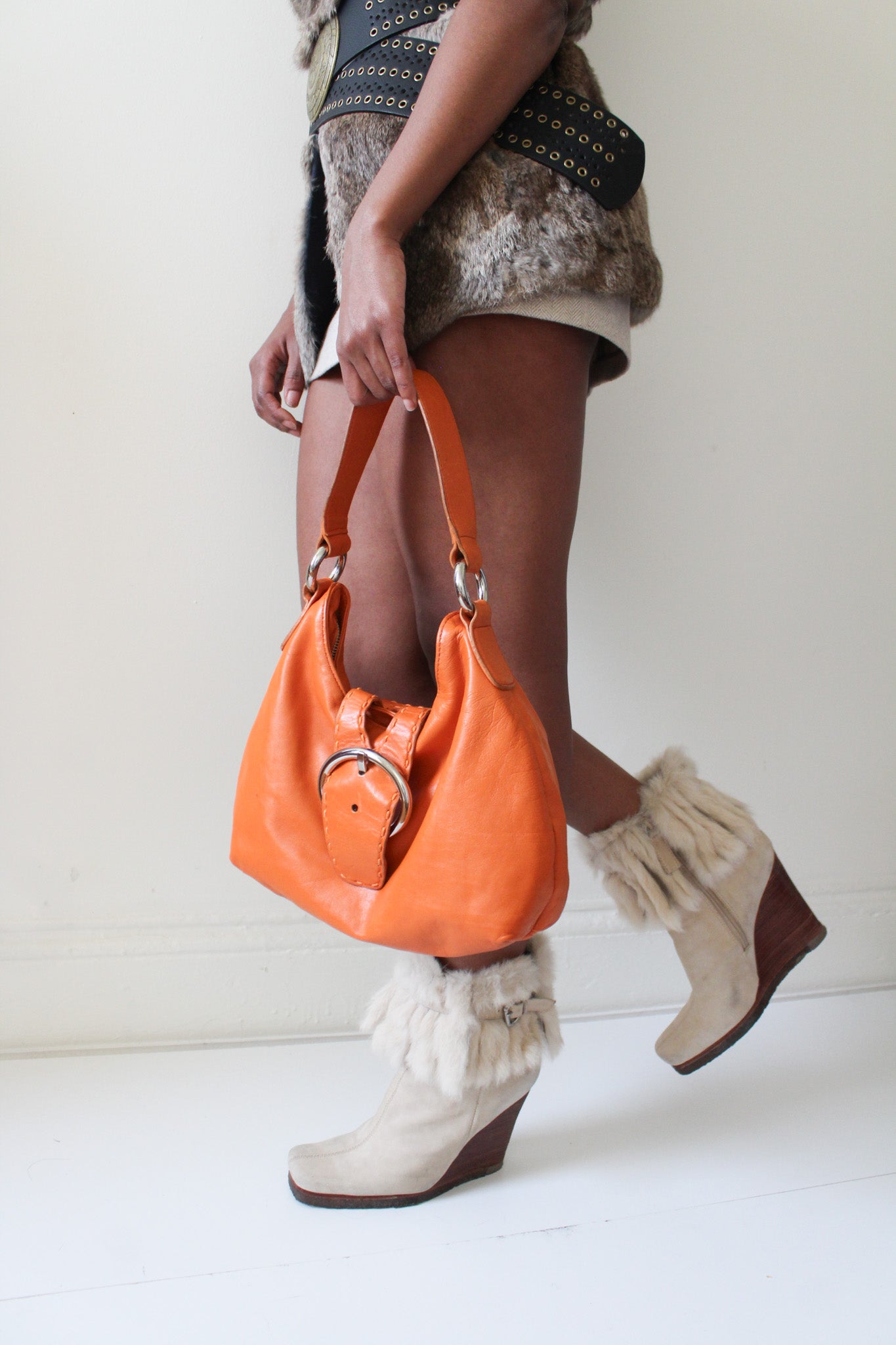 Orange leather purse