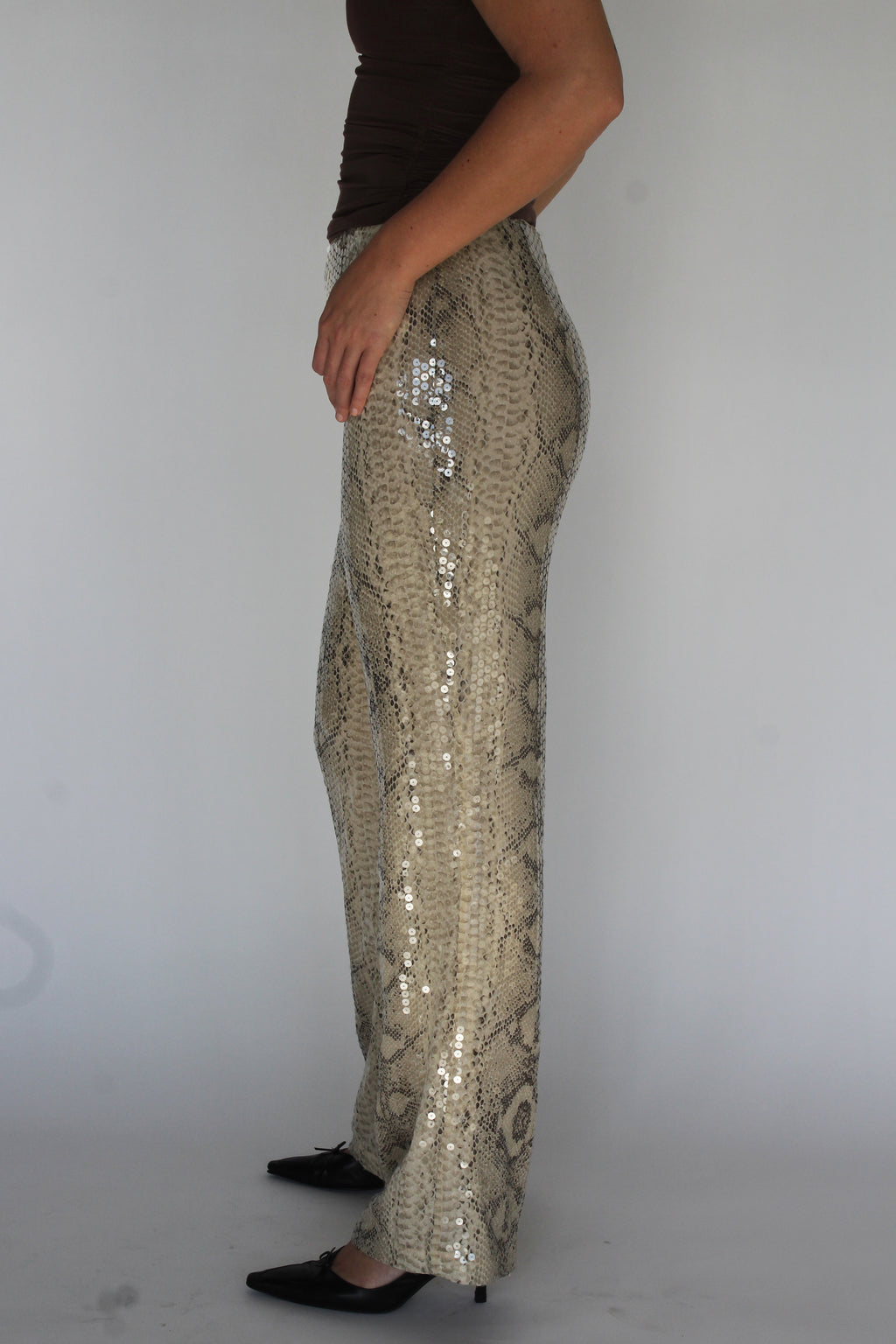 Silk snake print pants