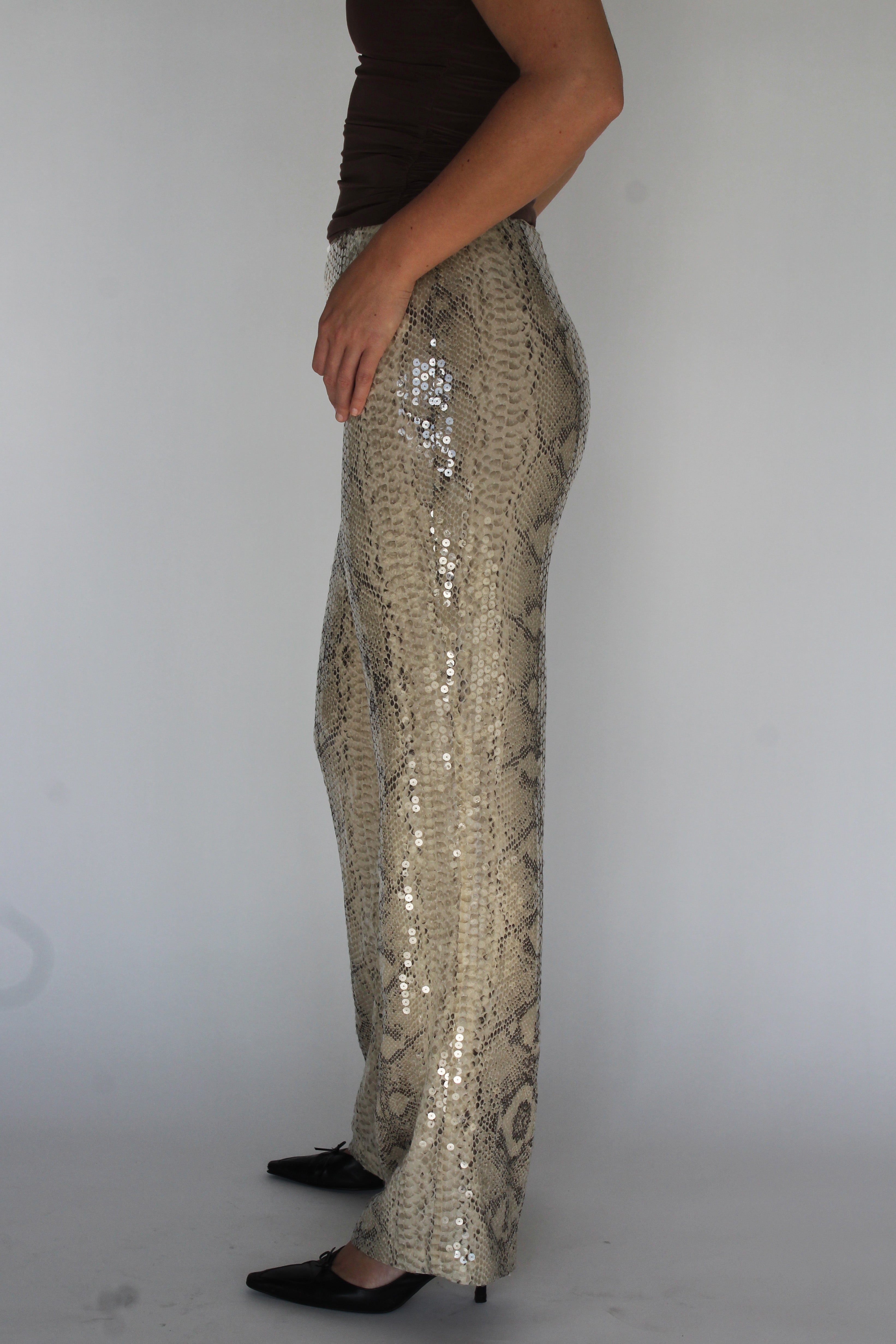 Silk snake print pants
