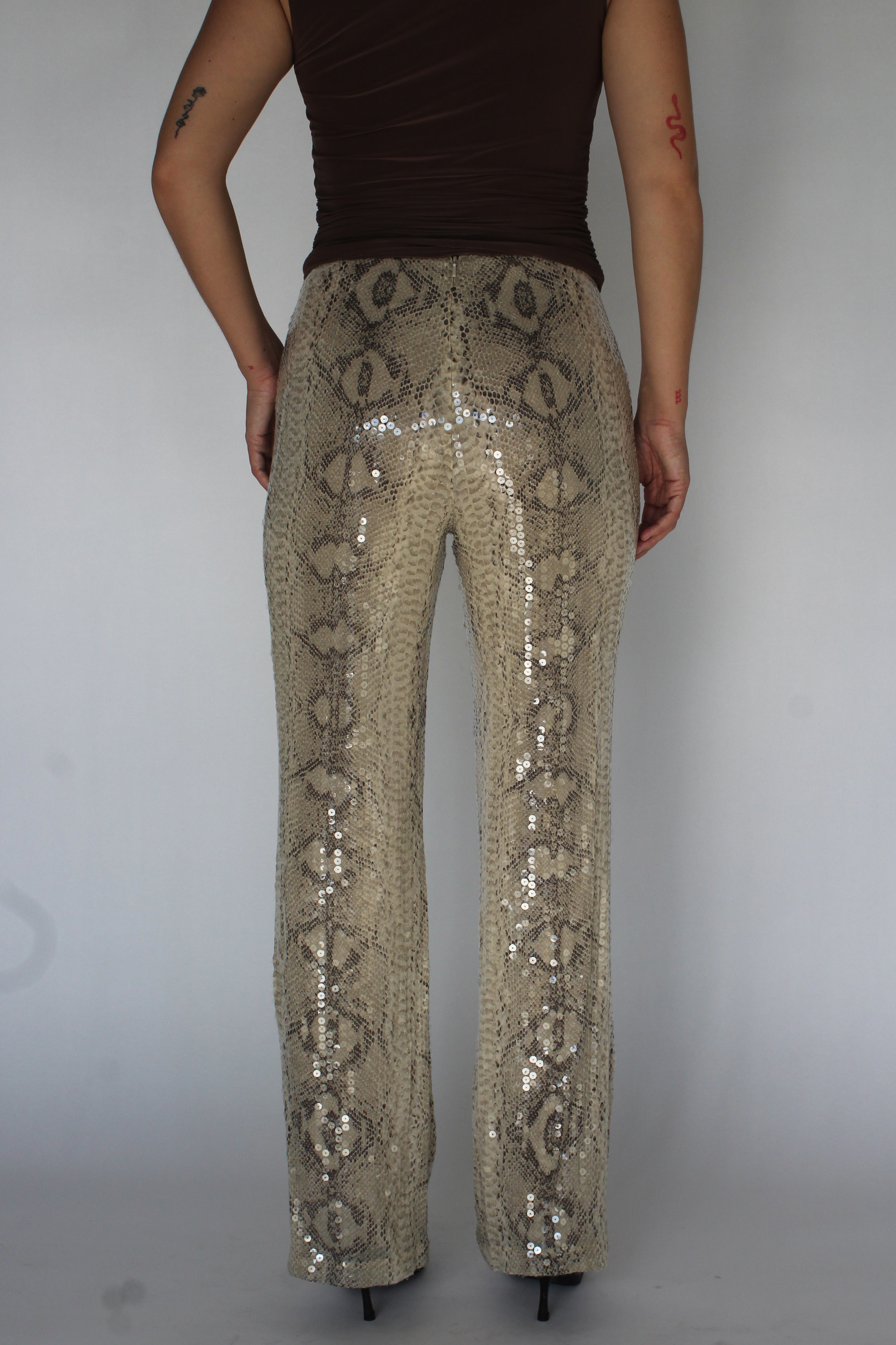 Silk snake print pants