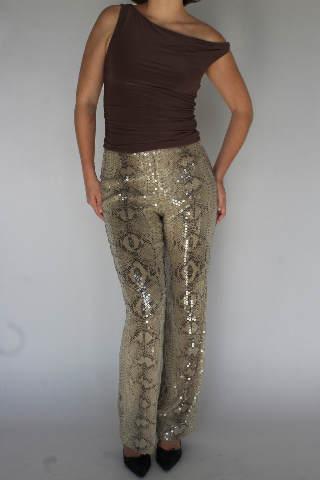 Silk snake print pants