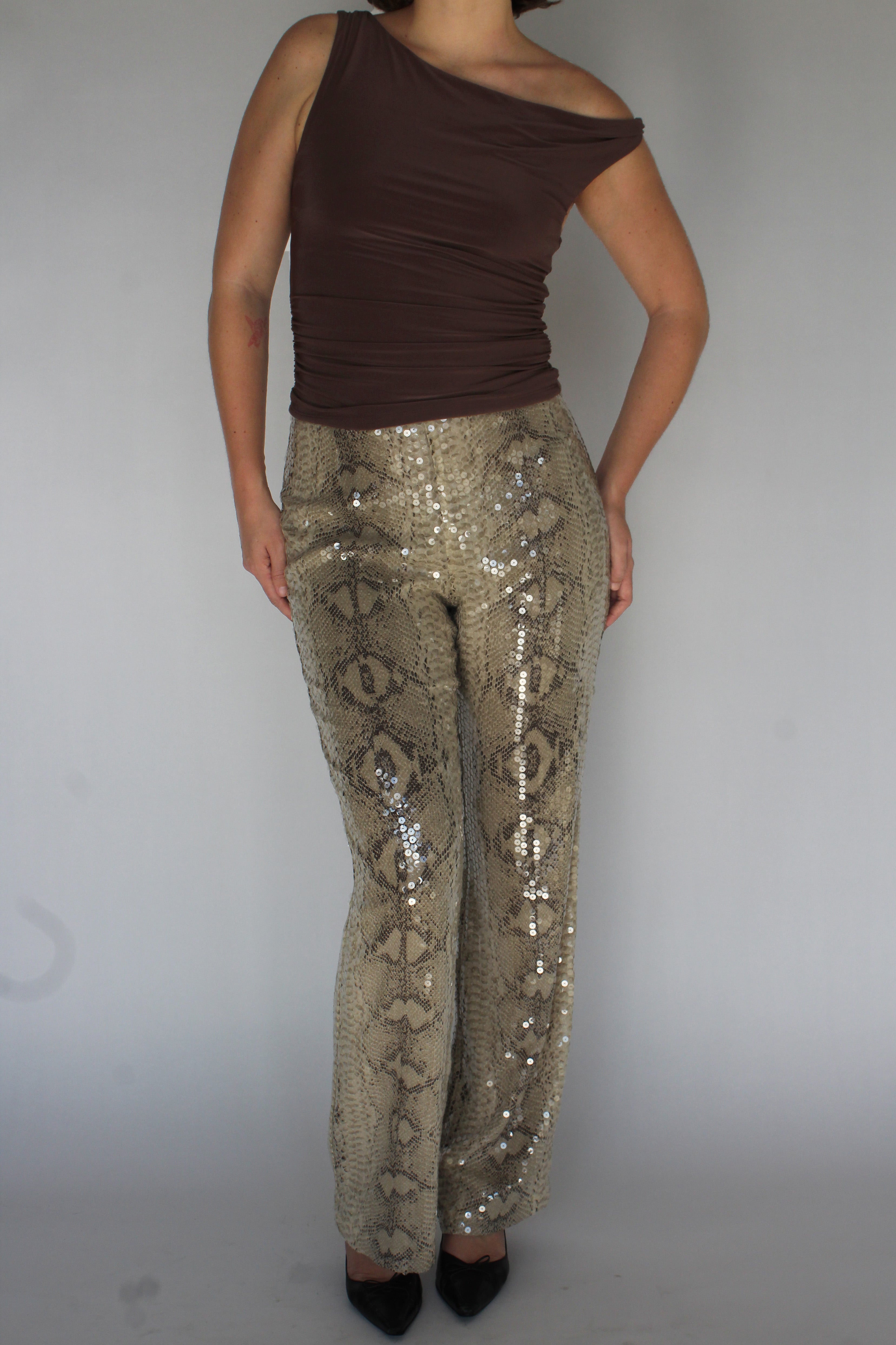 Silk snake print pants