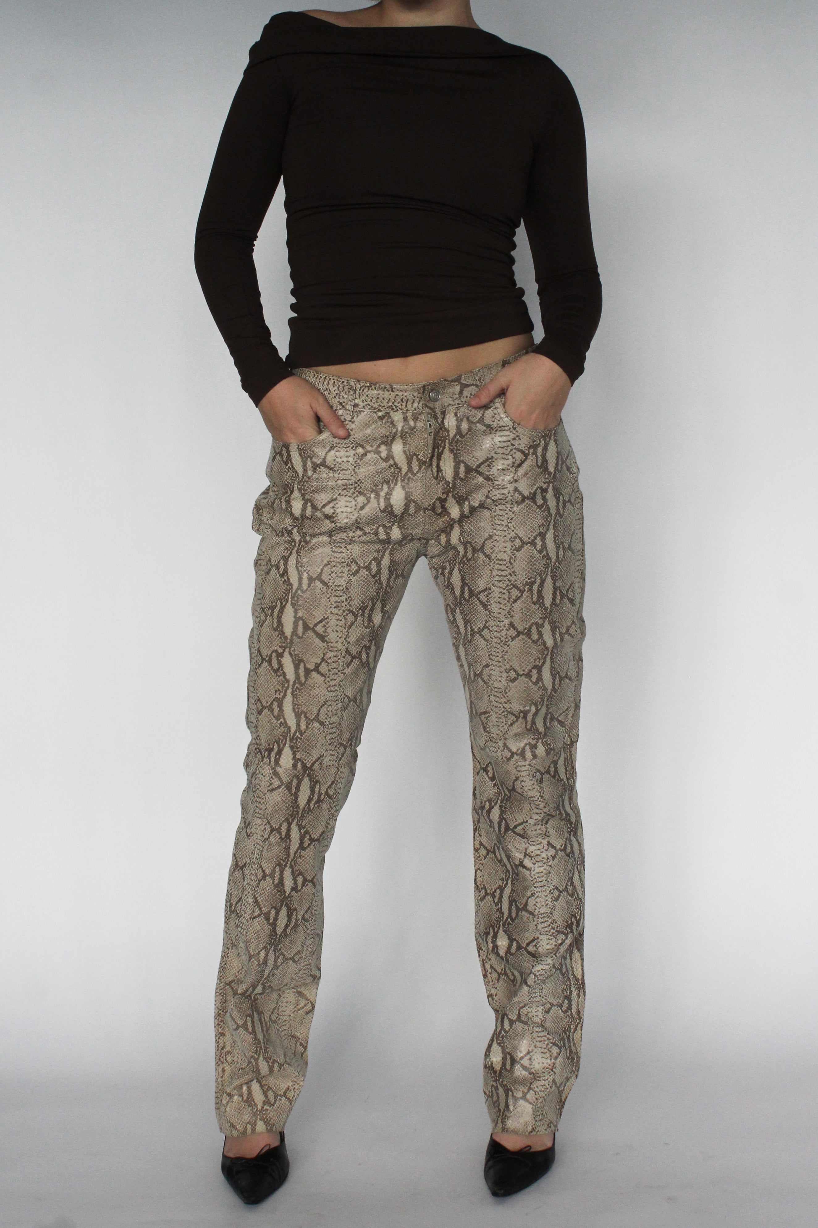 Leather snakeskin pants