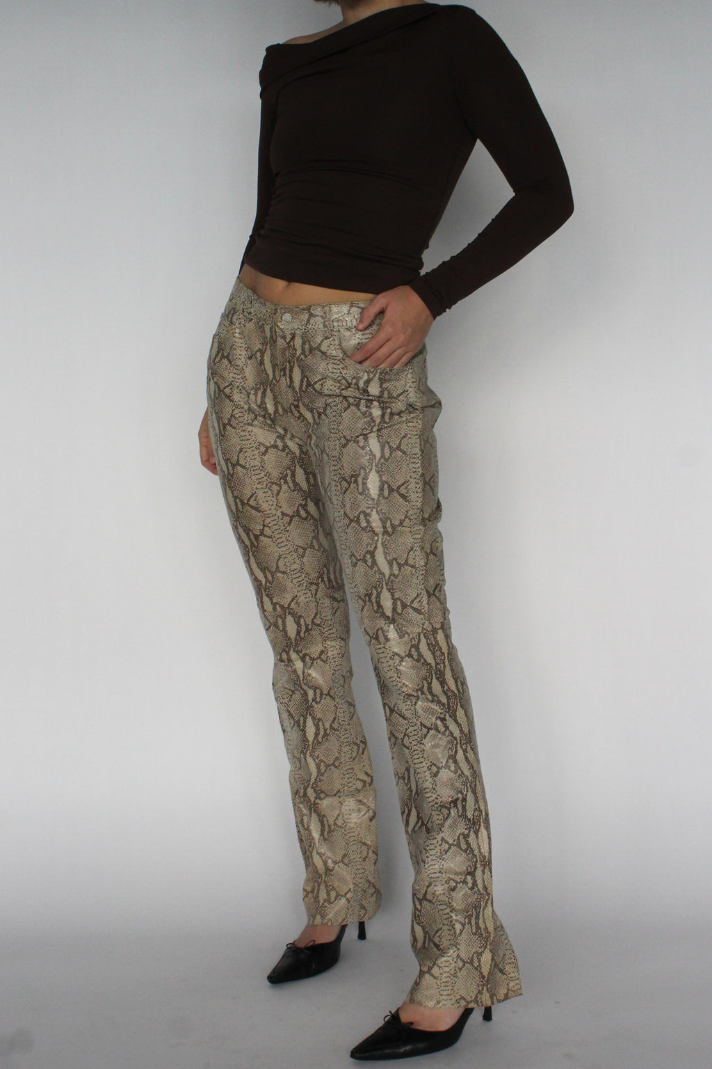 Leather snakeskin pants