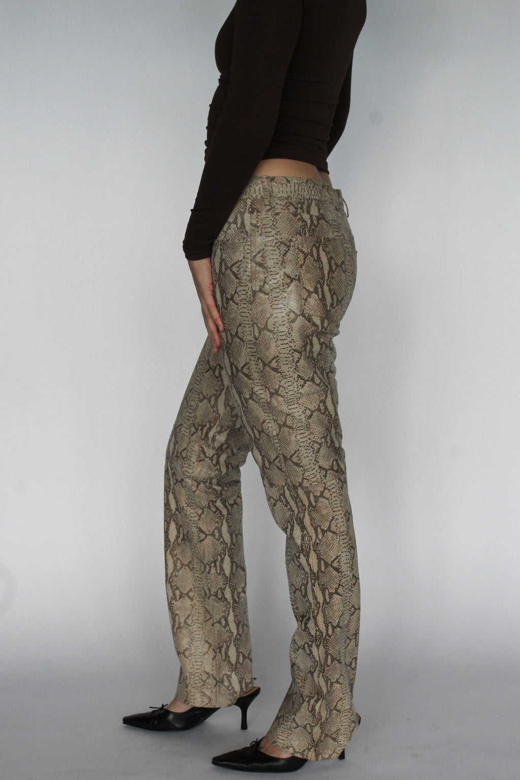 Leather snakeskin pants