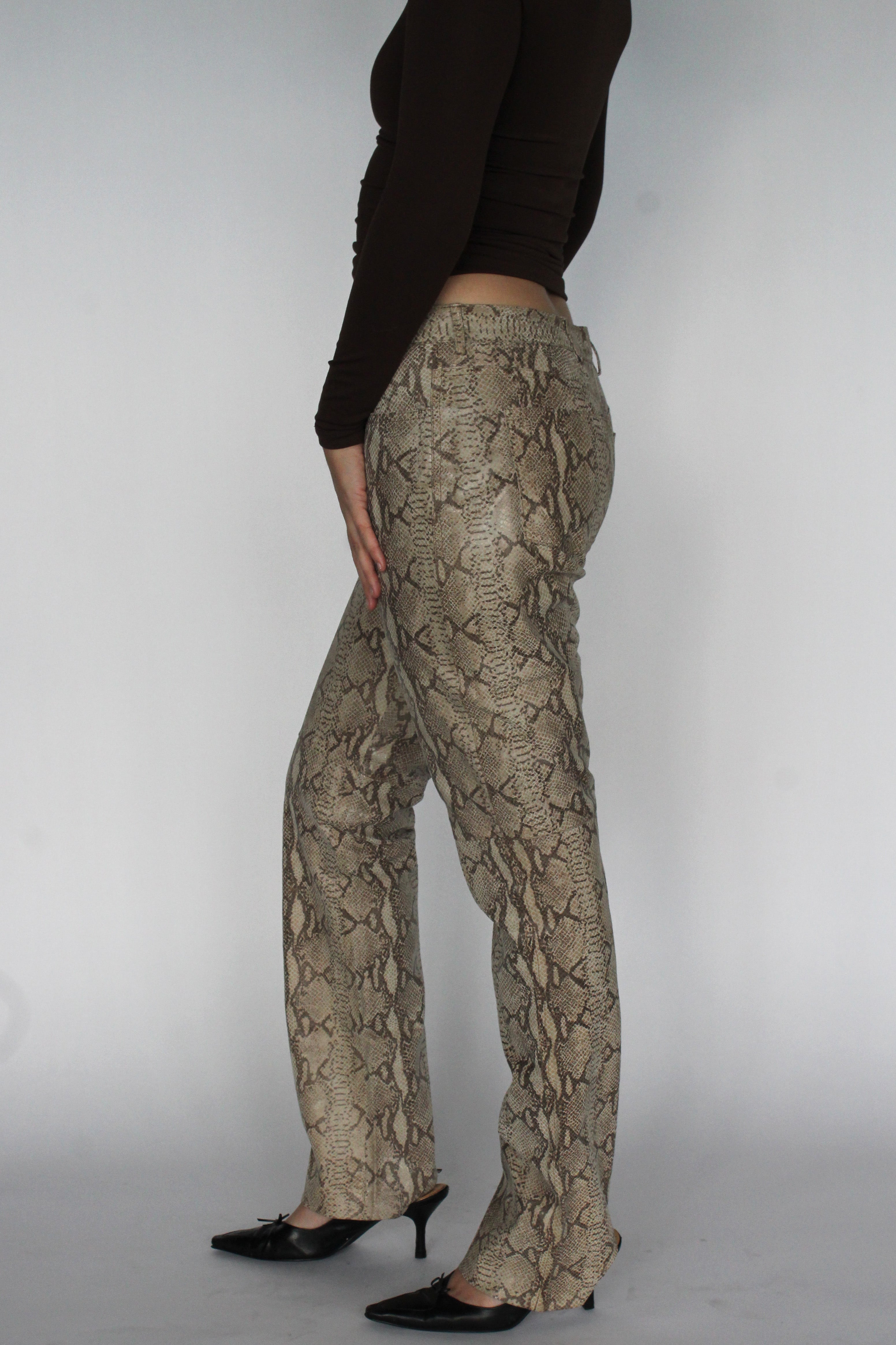 Leather snakeskin pants
