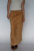 Suede maxi skirt