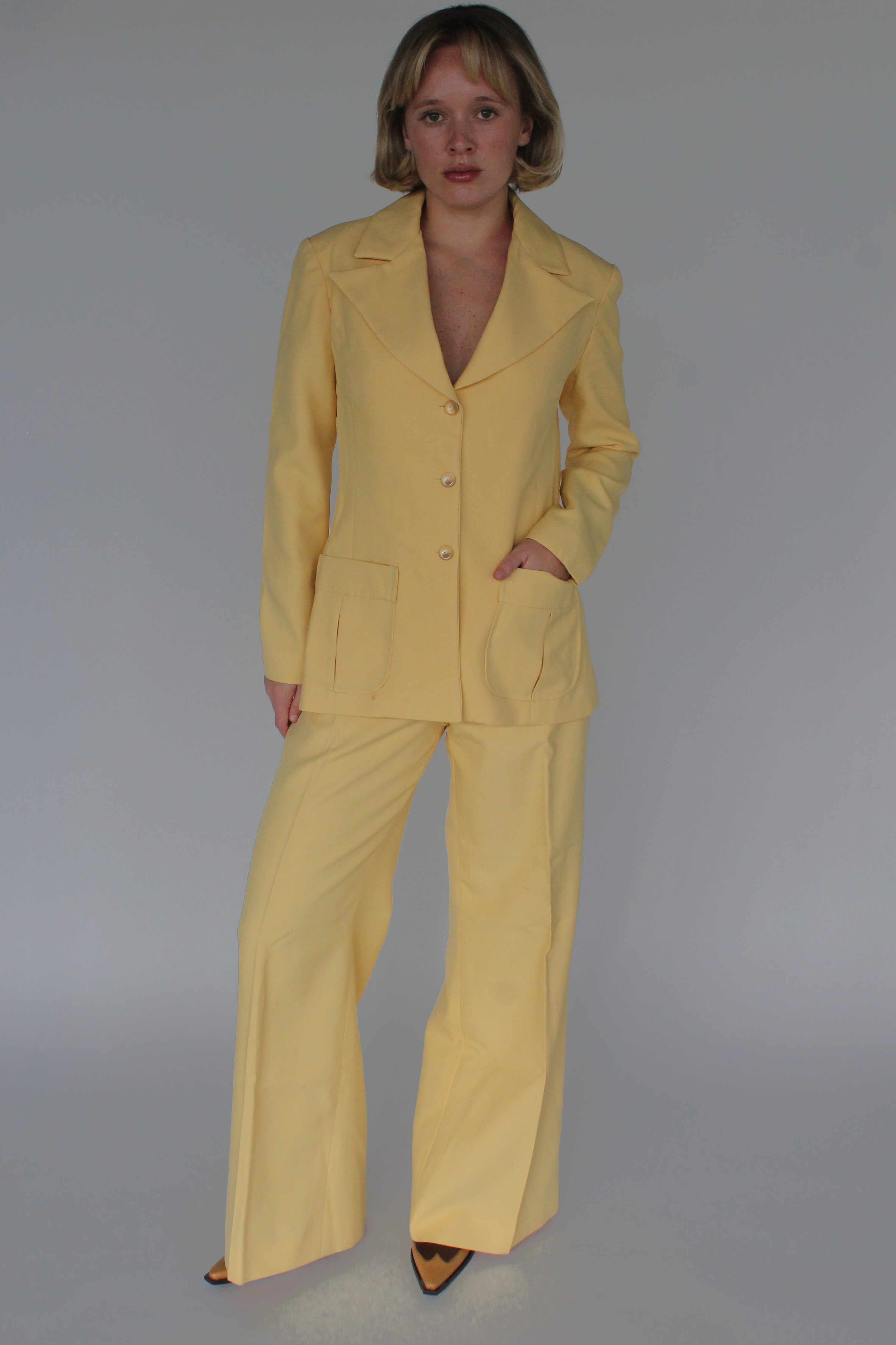 70's yellow pant suit