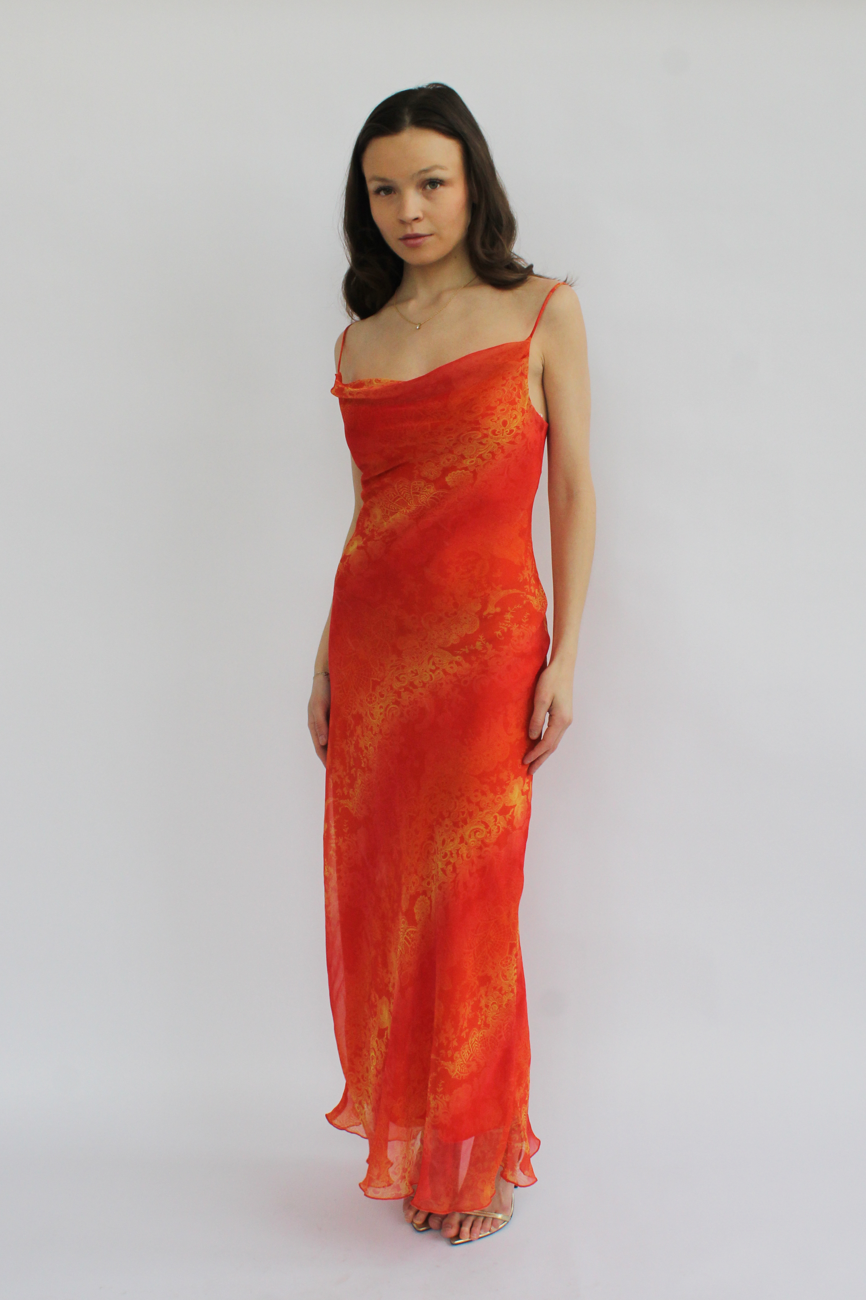 Orange slip maxi dress