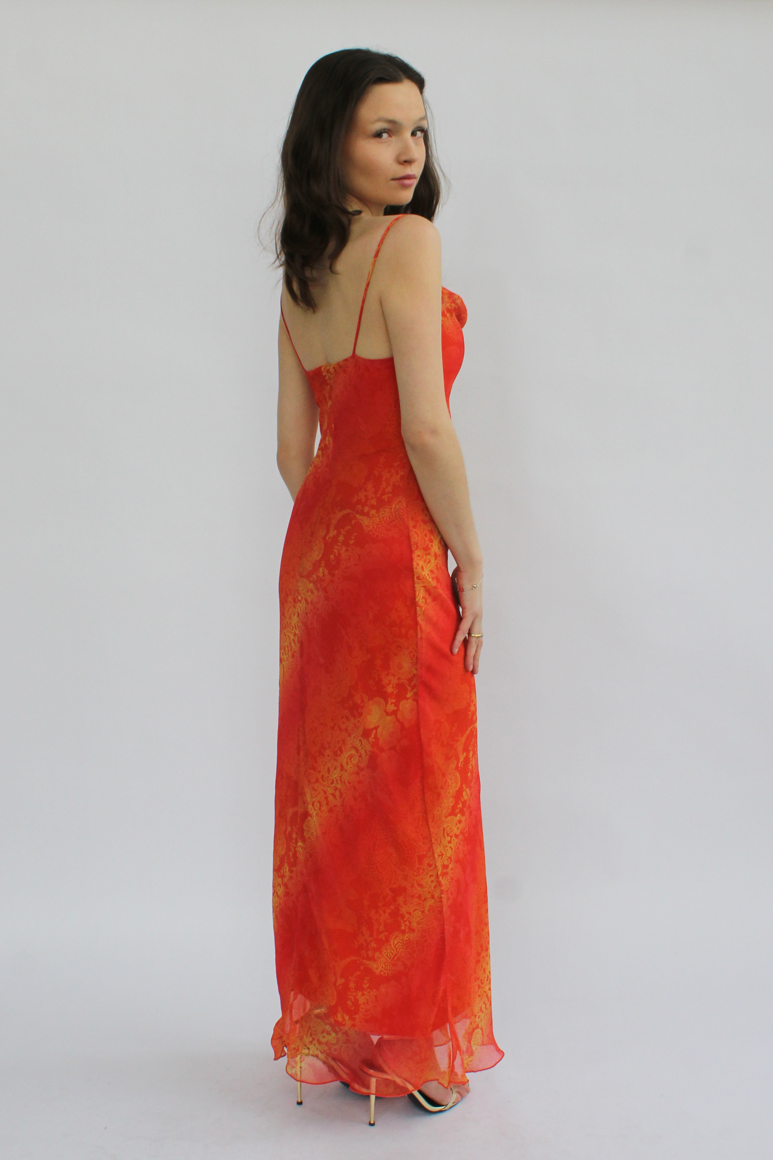 Orange slip maxi dress