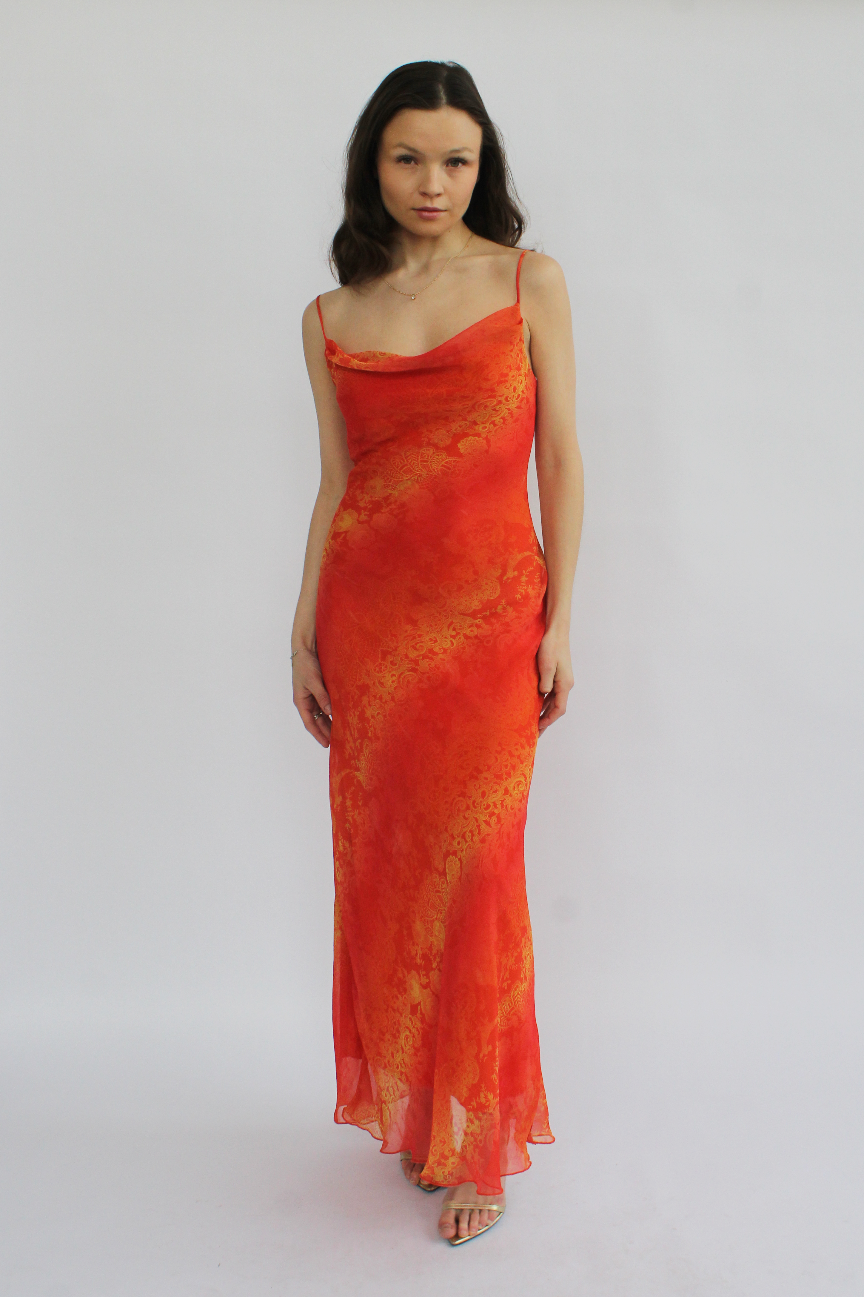 Orange slip maxi dress