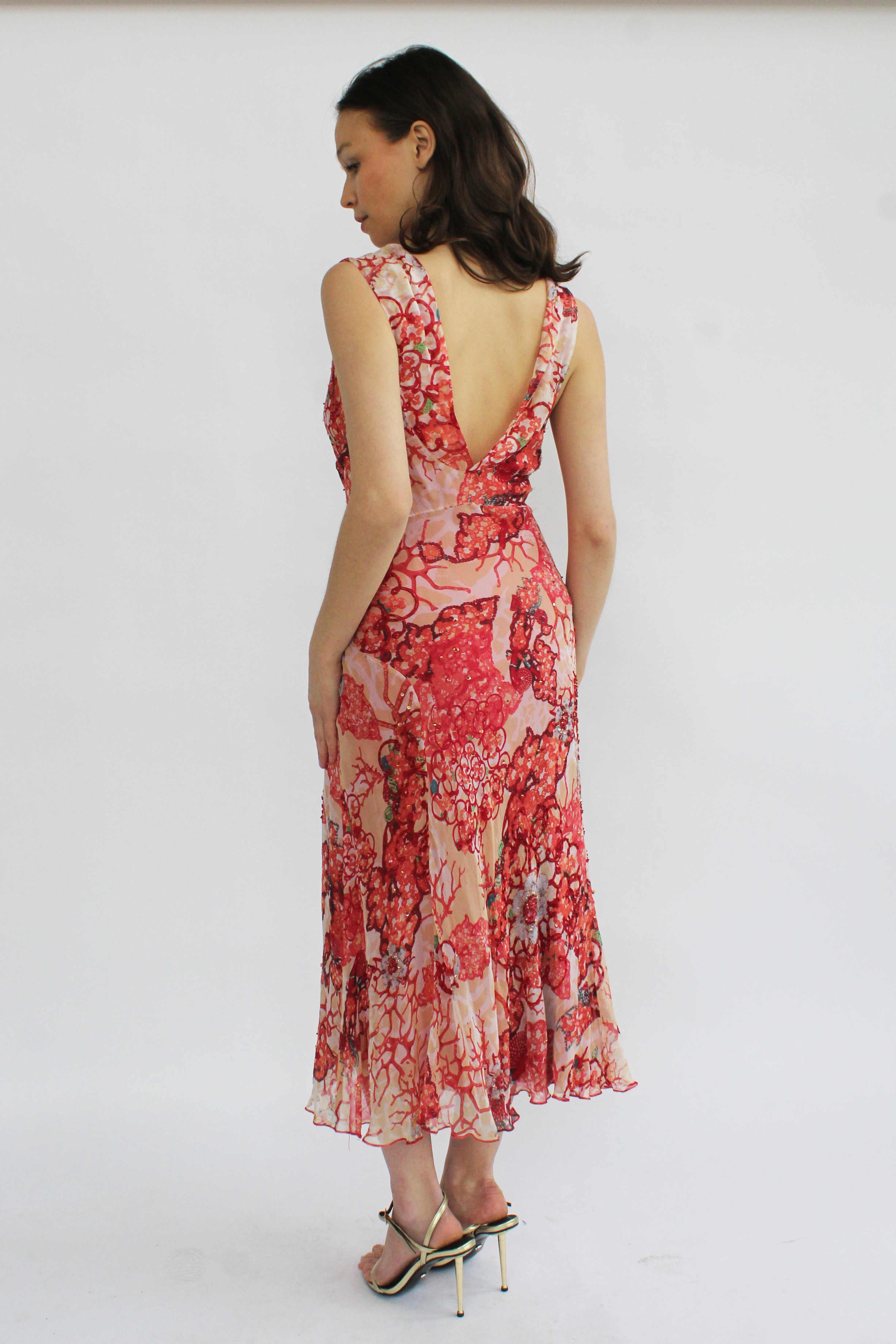 Floral beaded silk dress