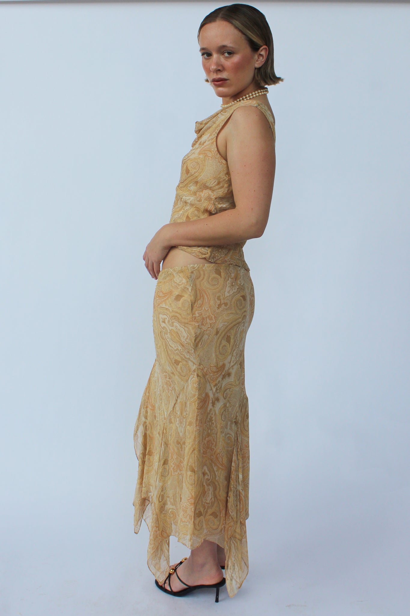 Cream paisley silk set