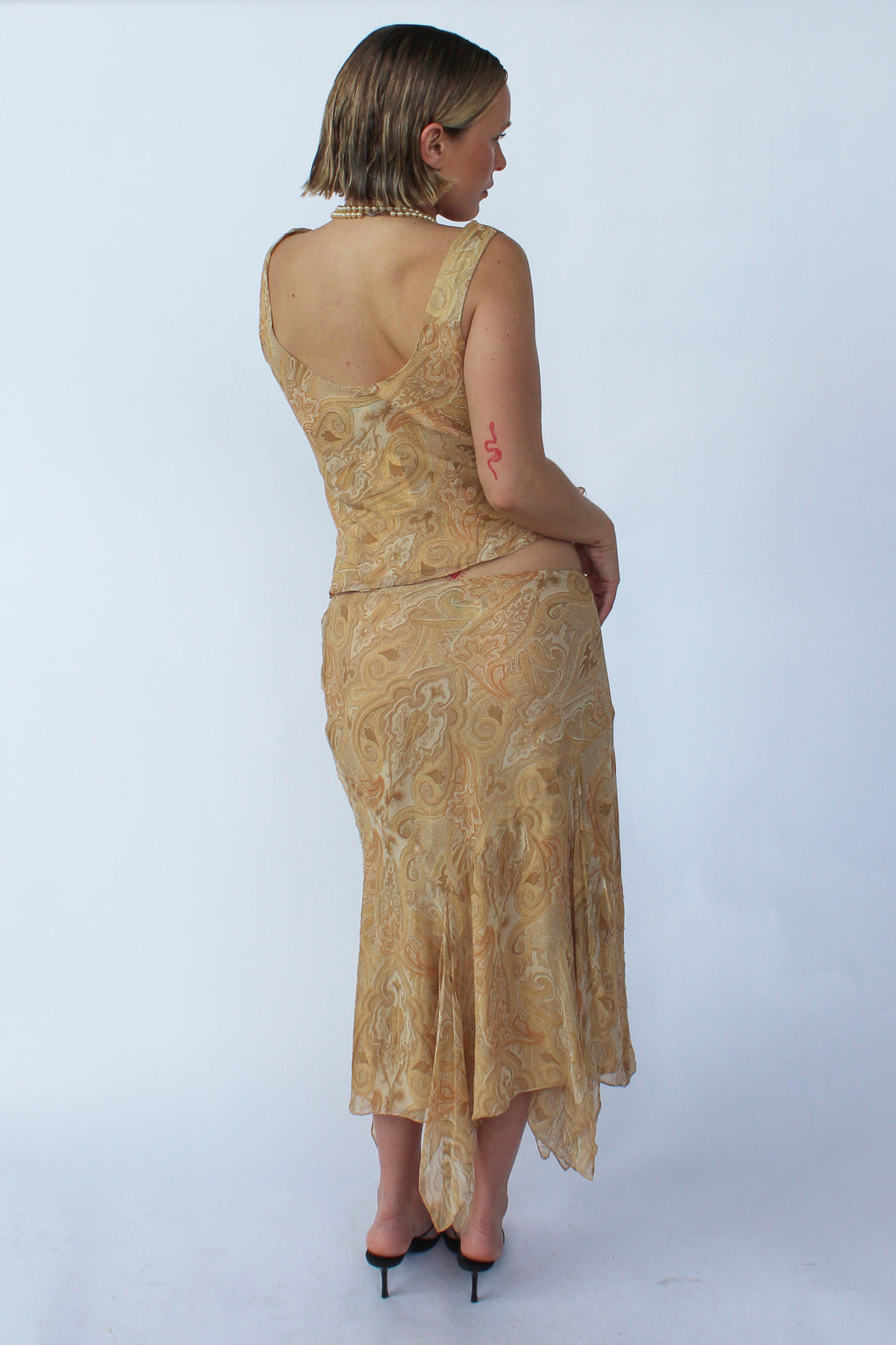 Cream paisley silk set