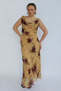 Tan floral maxi dress