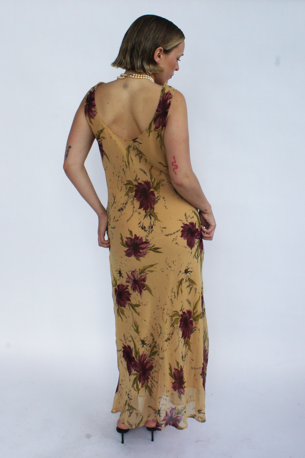 Tan floral maxi dress