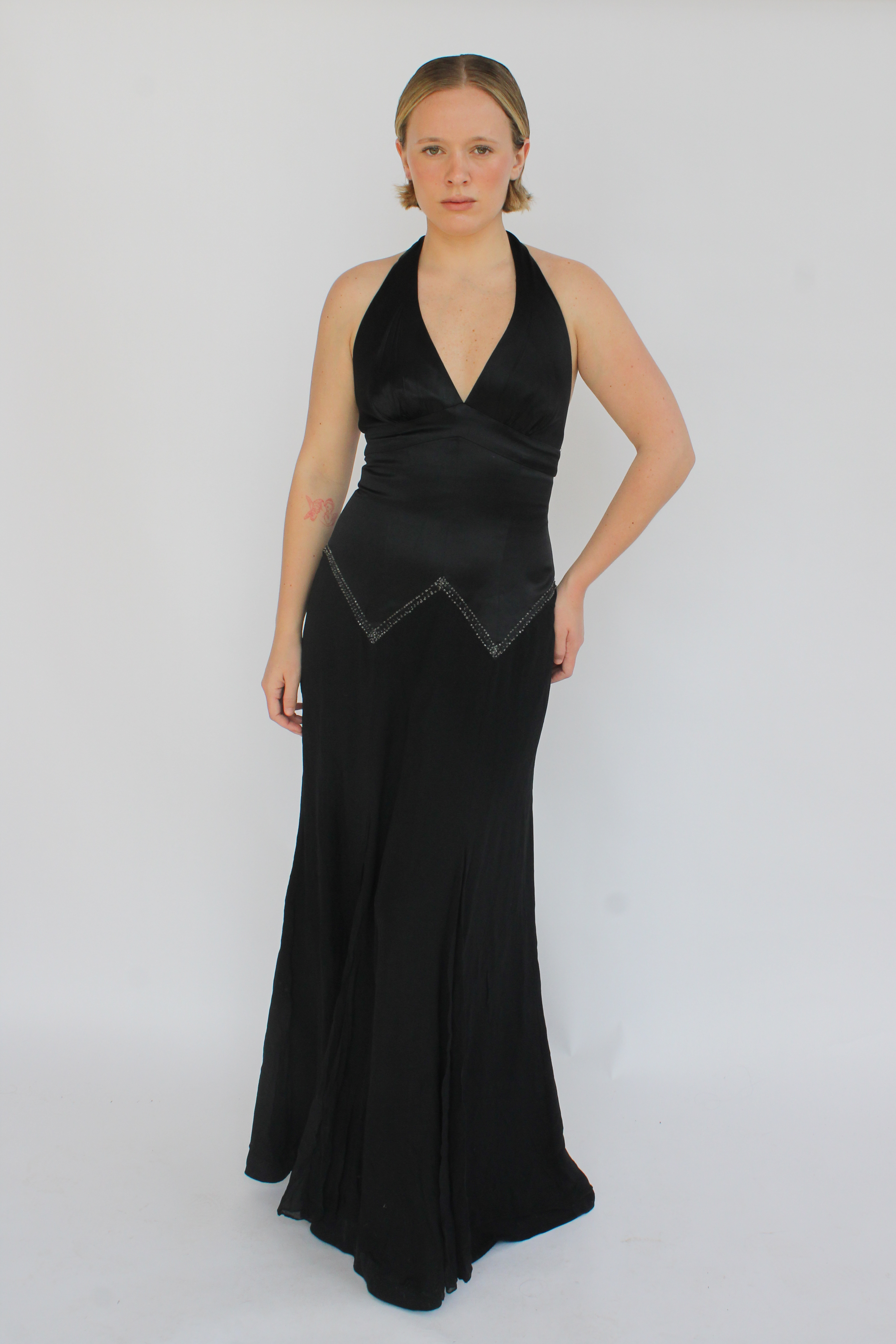 Black drop waist gown